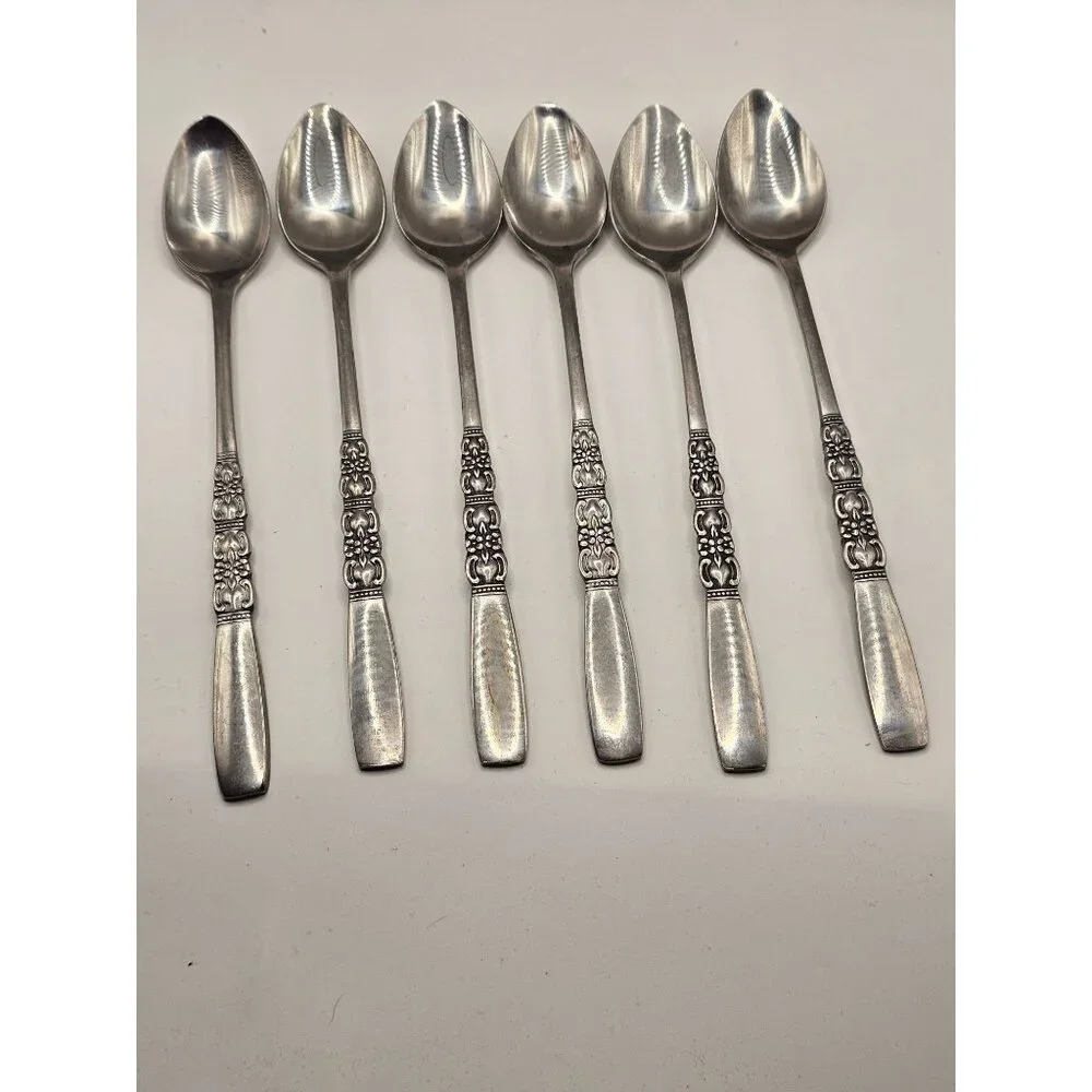 Northland Rebecca Tea Spoons Teaspoon Lot Of 6 Stainless Steel 6.75